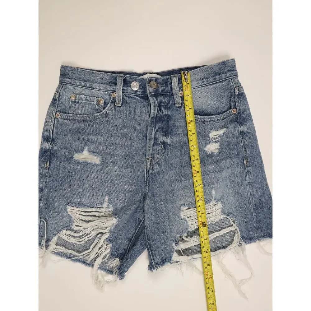 Pistola Keaton High Rise Distressed Denim Shorts LUA Wash Fray Hem Festival Boho